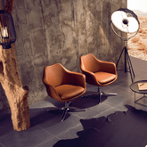 Bee 輕奢風辦公室皮革旋轉會客椅扶手椅